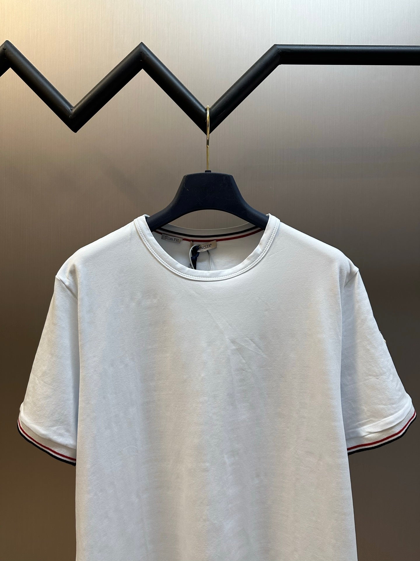 Moncler Logo Tricolor Trim Cotton T-Shirt