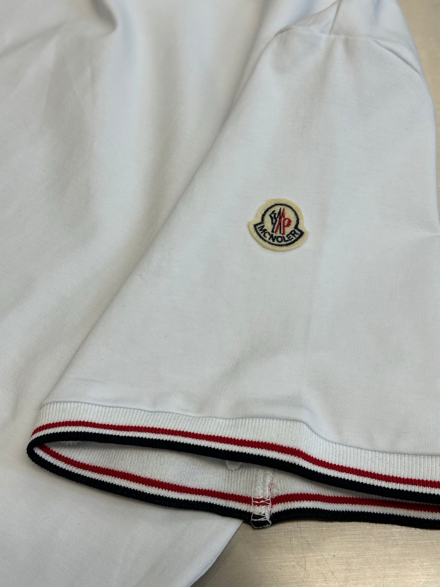 Moncler Logo Tricolor Trim Cotton T-Shirt