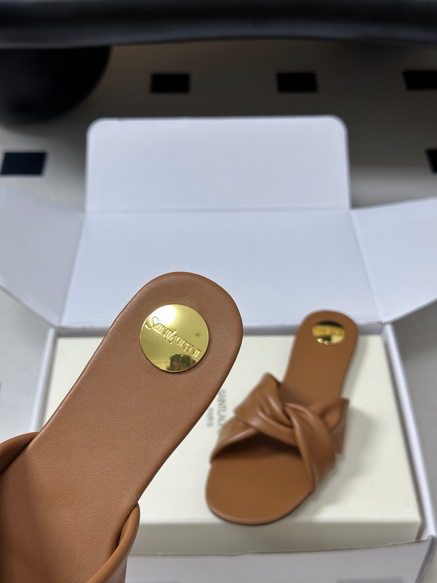 Saint Laurent Cross-Knot Leather Mules – Spring/Summer Collection – 26S