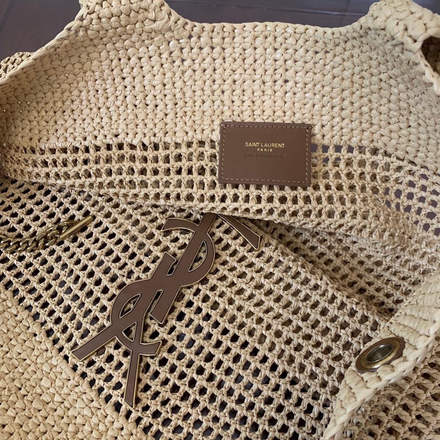 Saint Laurent Icare Small Straw Vacation Tote Bag