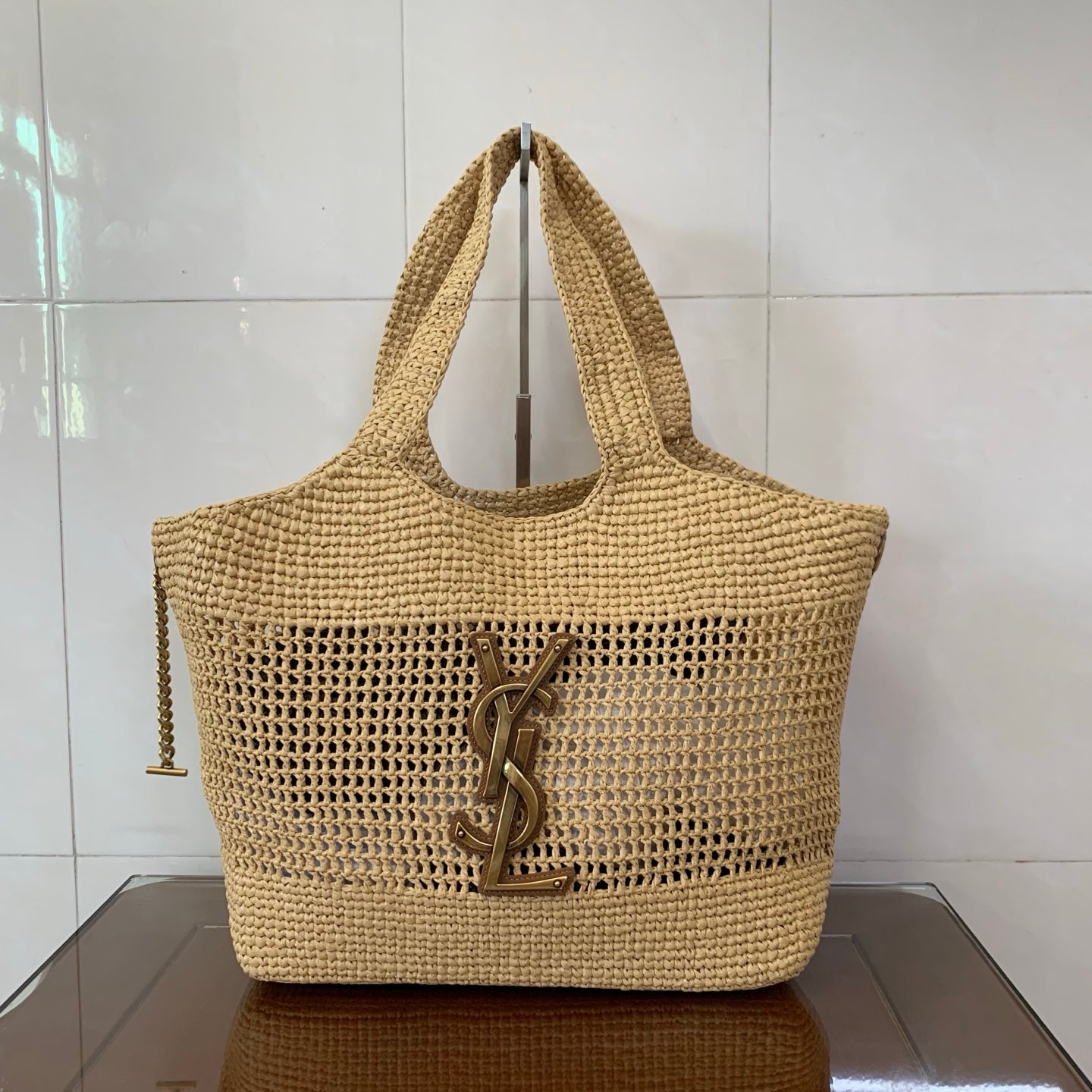 Saint Laurent Icare Small Straw Vacation Tote Bag