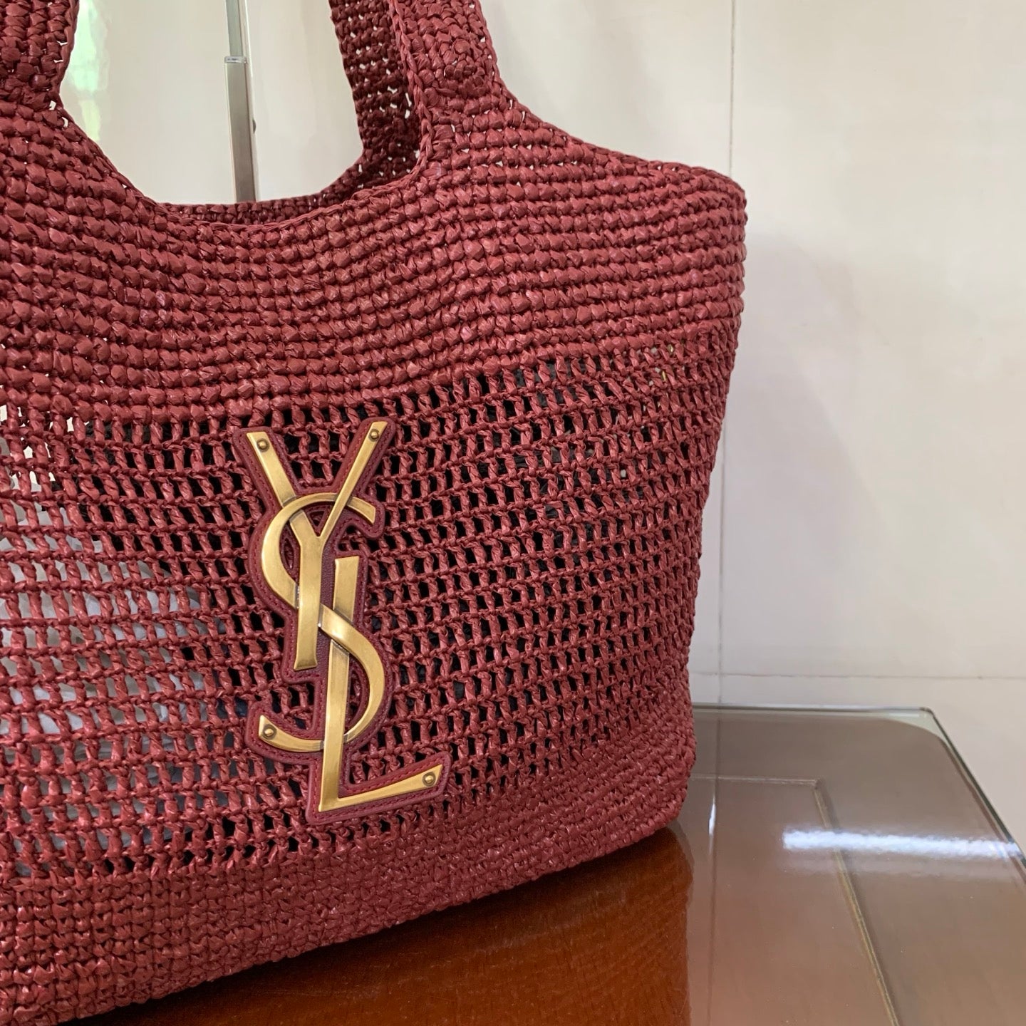 Saint Laurent Icare Small Straw Vacation Tote Bag