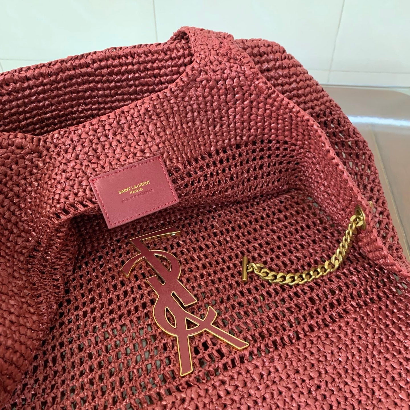 Saint Laurent Icare Small Straw Vacation Tote Bag