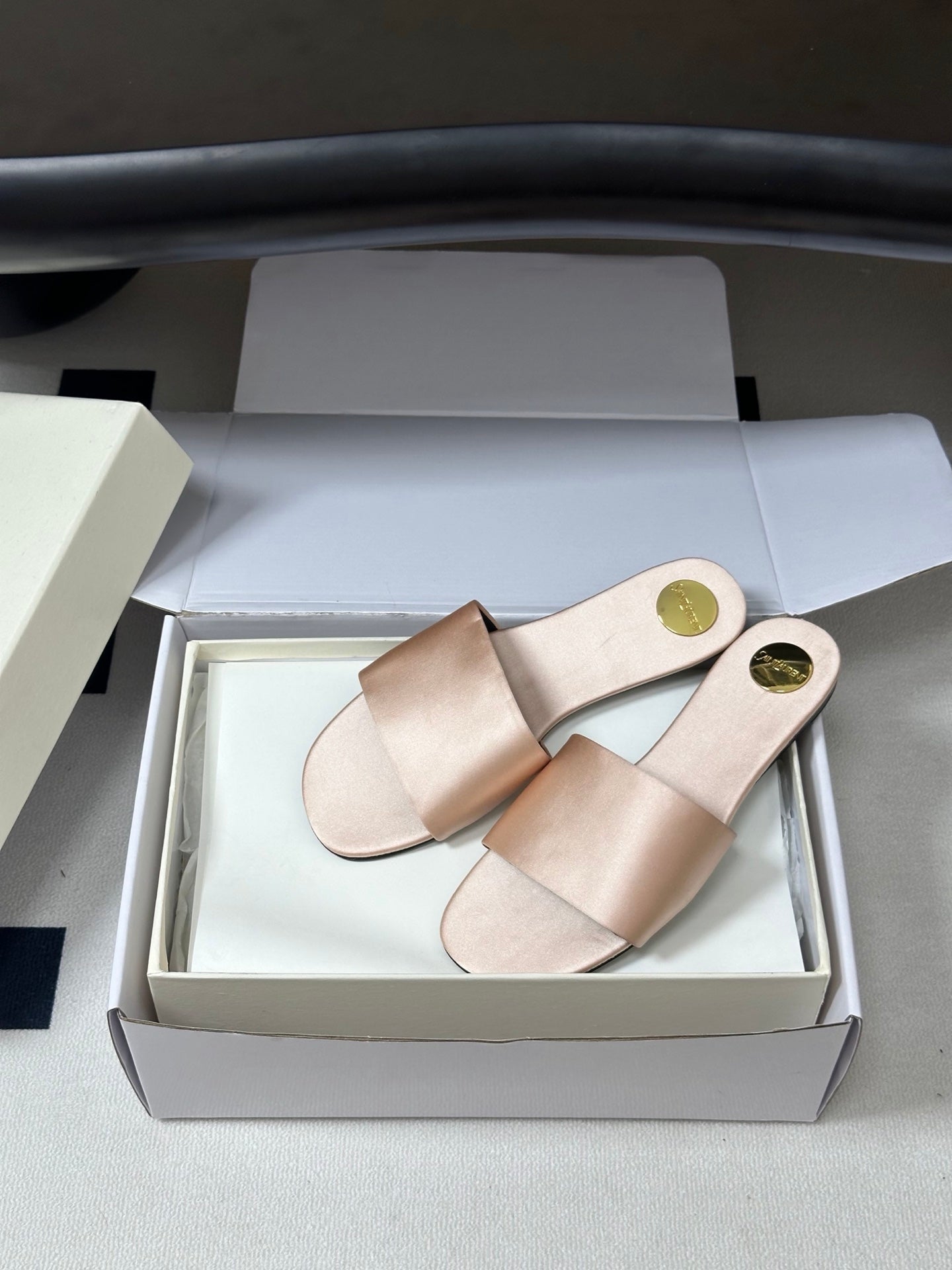 Saint Laurent Satin Square-Toe Mules – 26S Collection