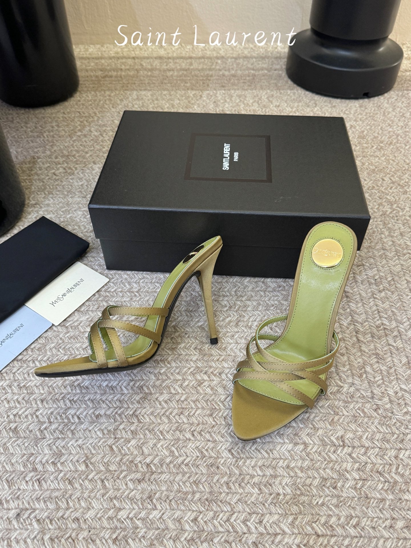 Saint Laurent Metal Logo Heeled Sandals