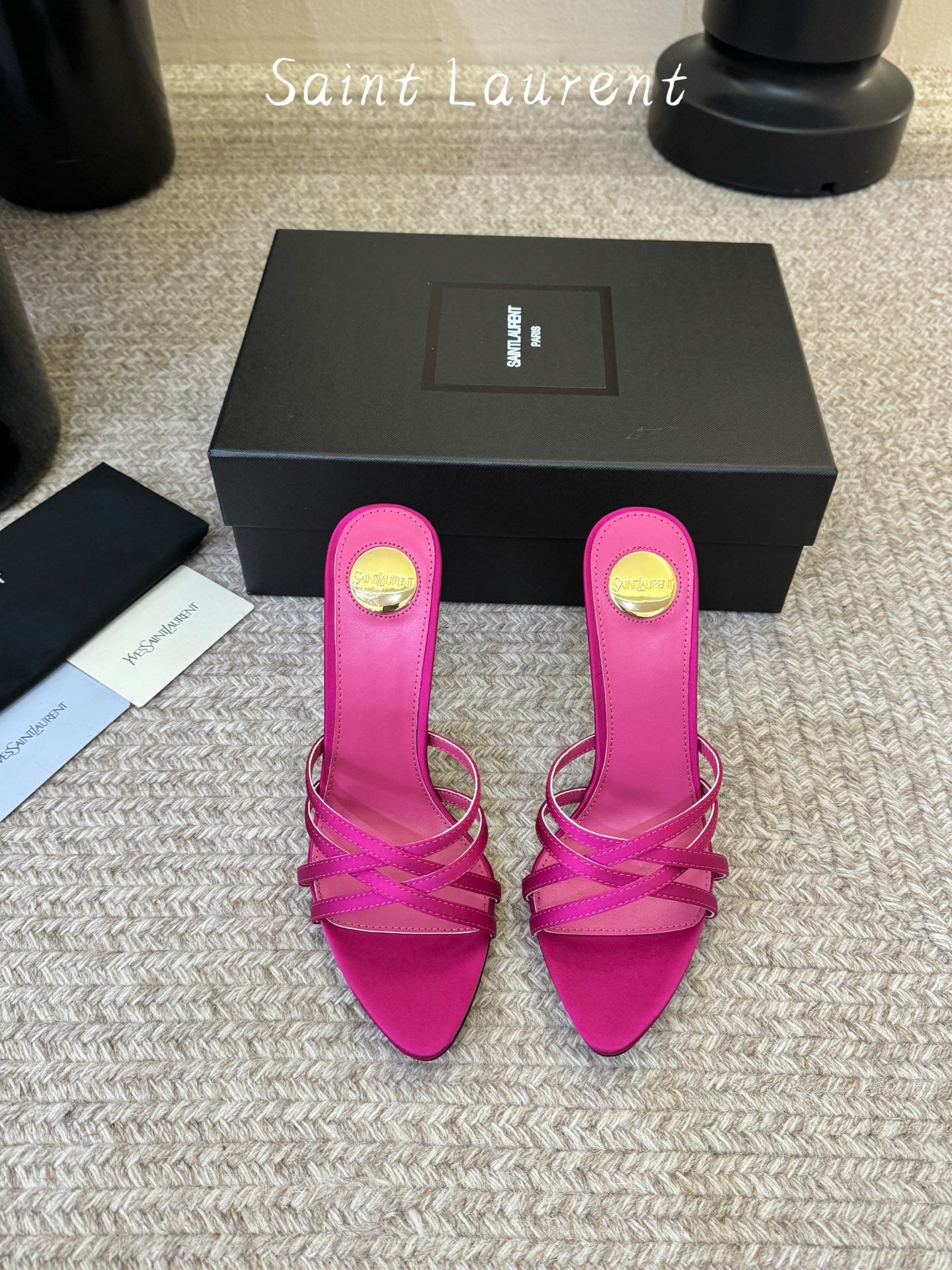 Saint Laurent Metal Logo Heeled Sandals