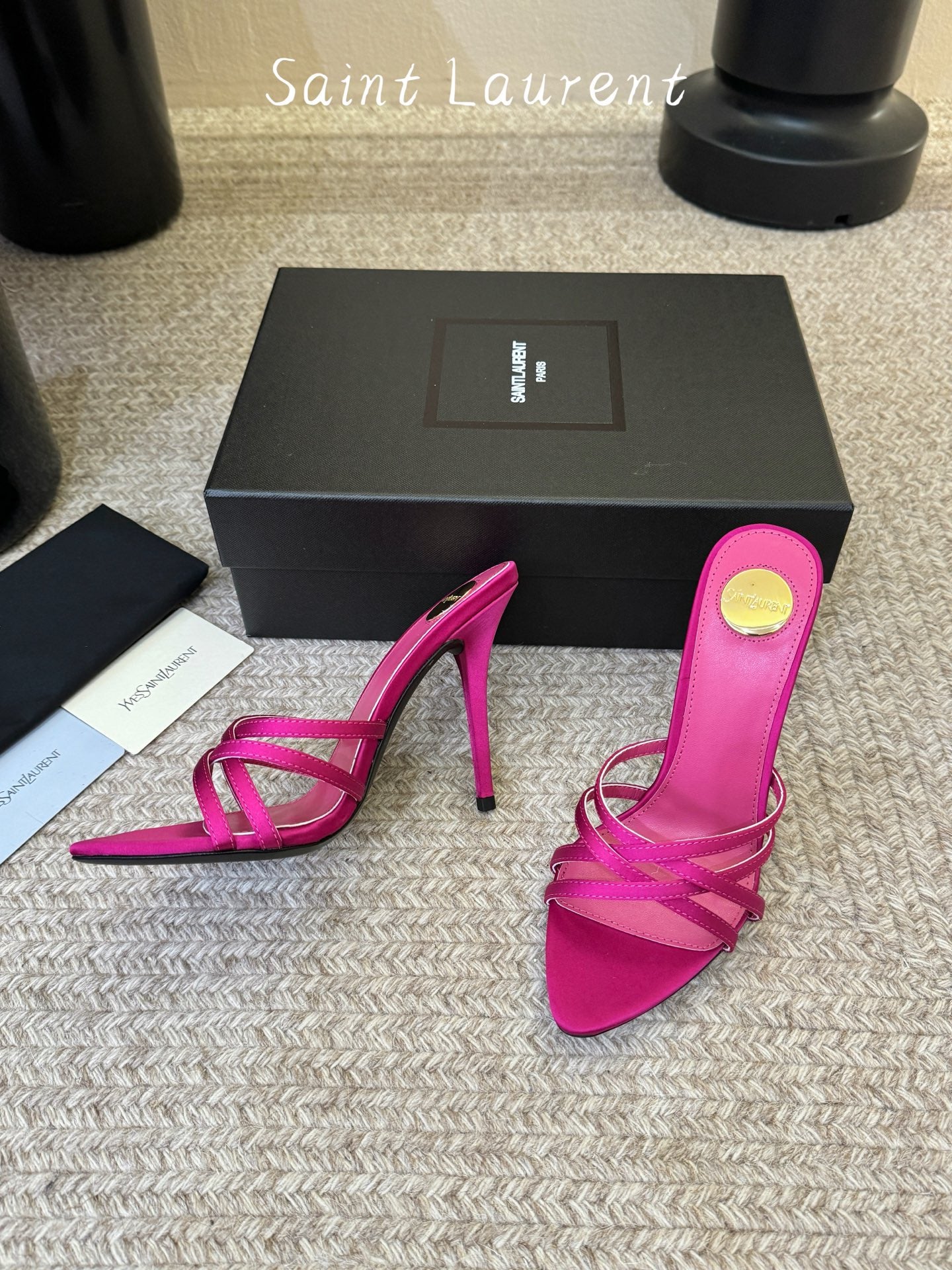 Saint Laurent Metal Logo Heeled Sandals