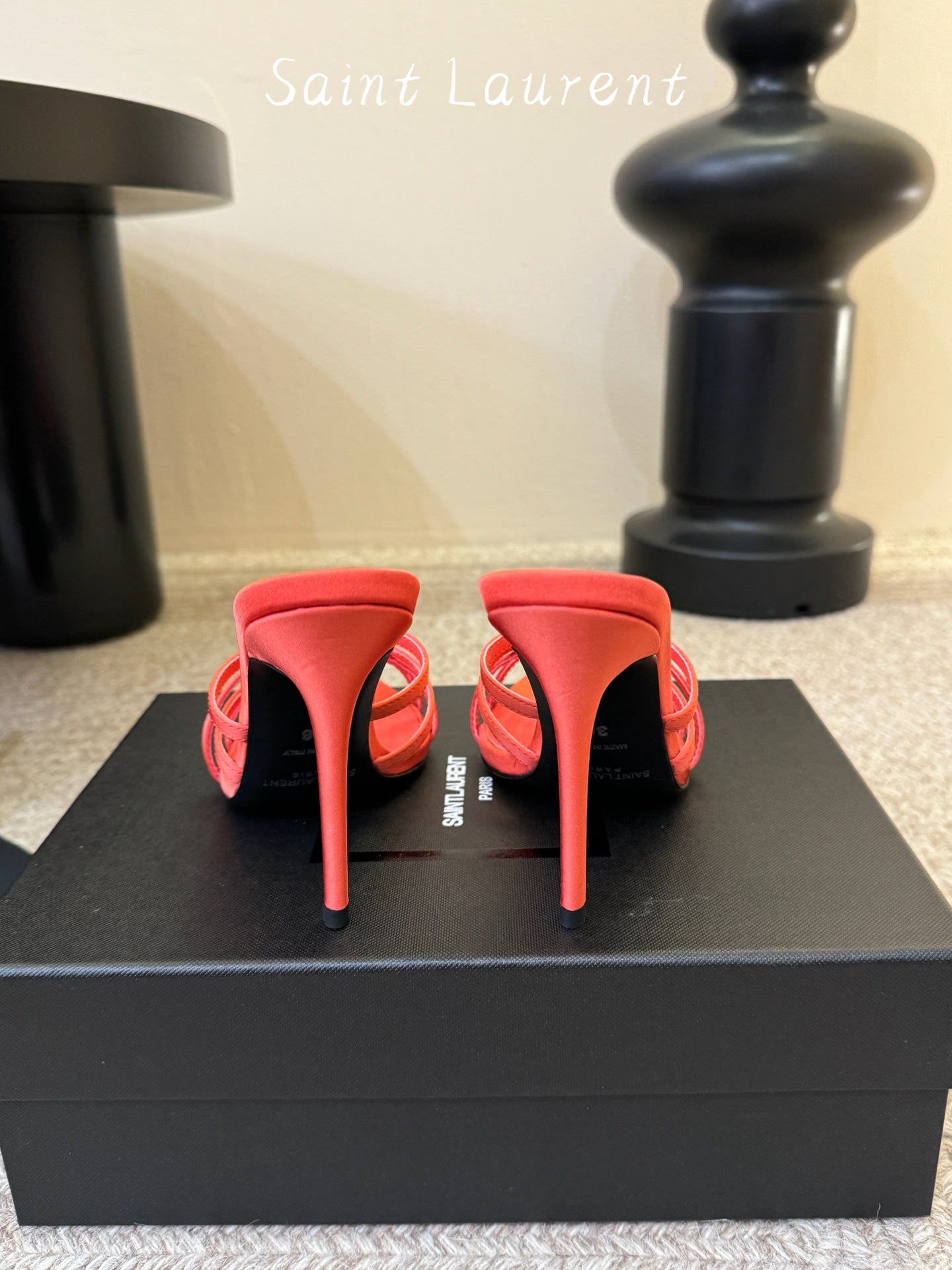 Saint Laurent Metal Logo Heeled Sandals