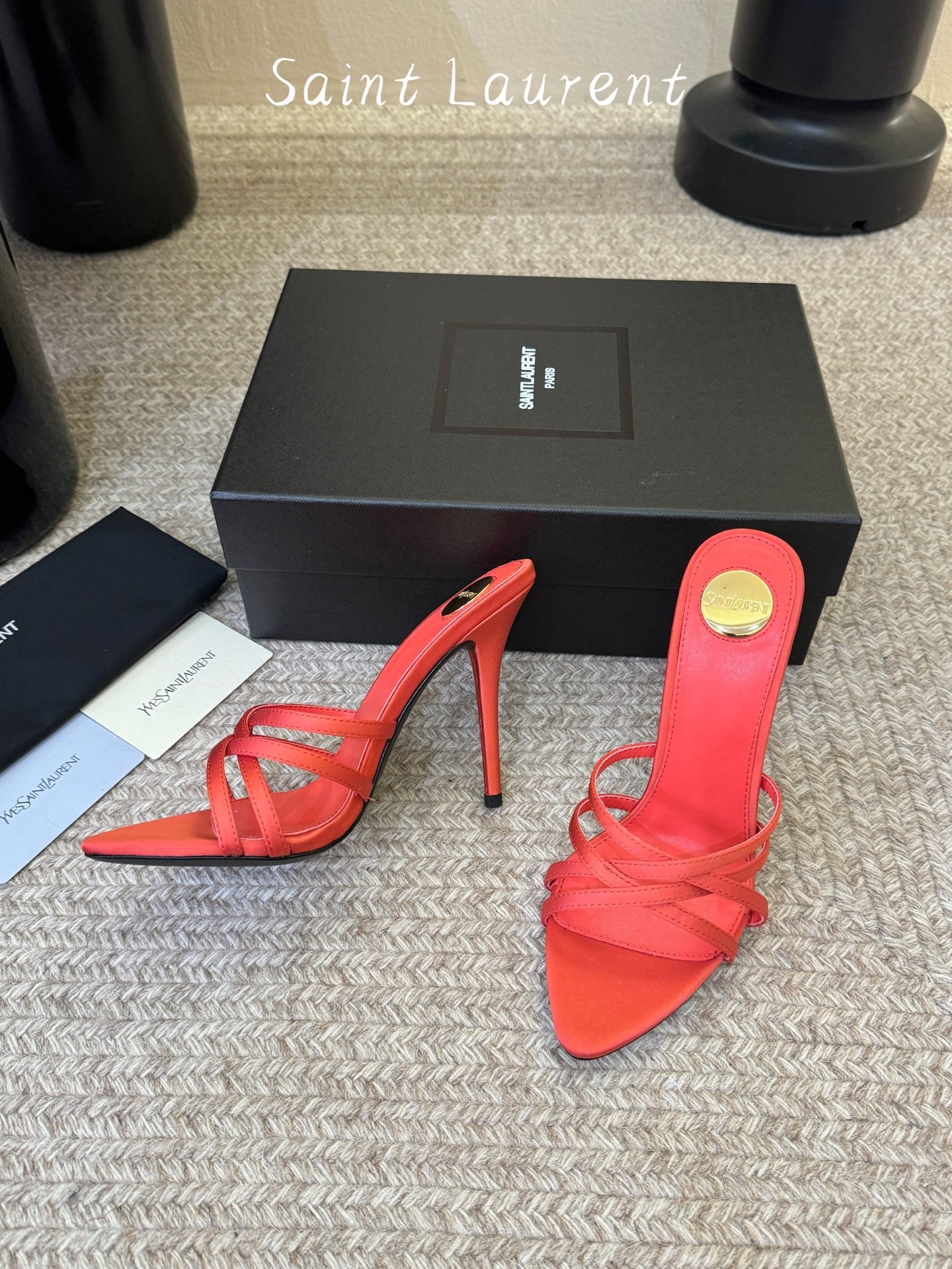 Saint Laurent Metal Logo Heeled Sandals