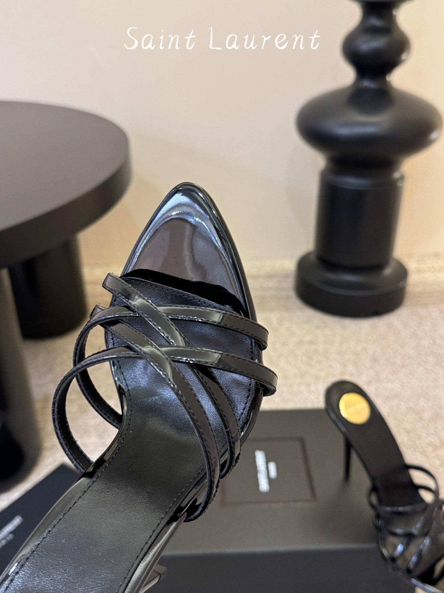 Saint Laurent Metal Logo Heeled Sandals