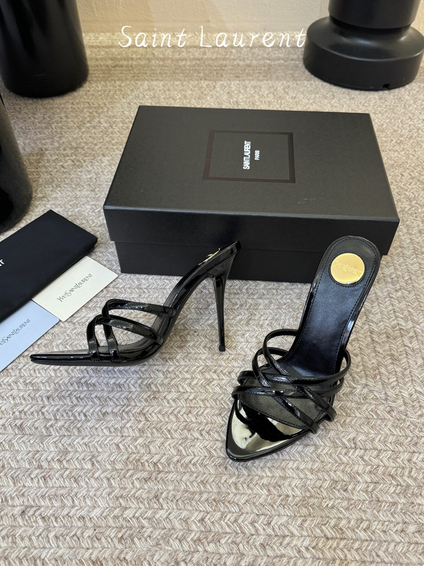 Saint Laurent Metal Logo Heeled Sandals