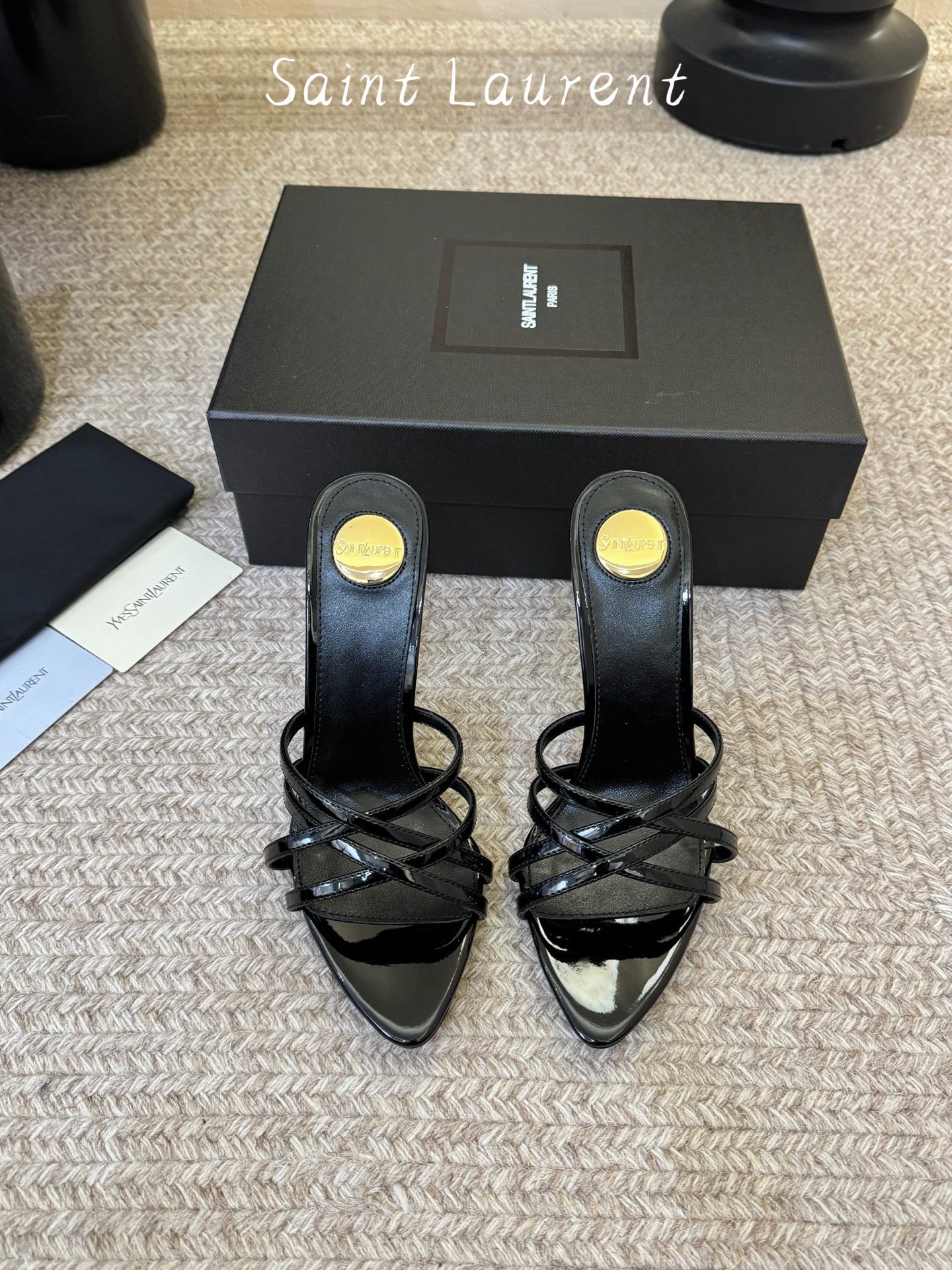 Saint Laurent Metal Logo Heeled Sandals