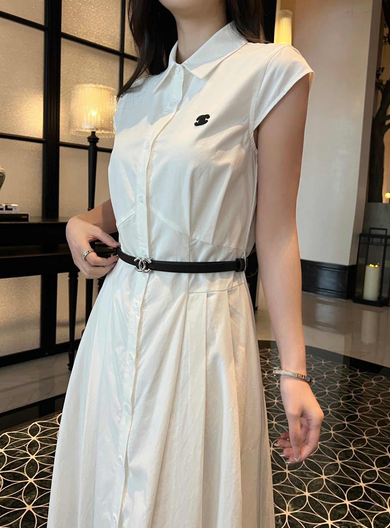 Chanel Flutter Sleeve Belted Dress