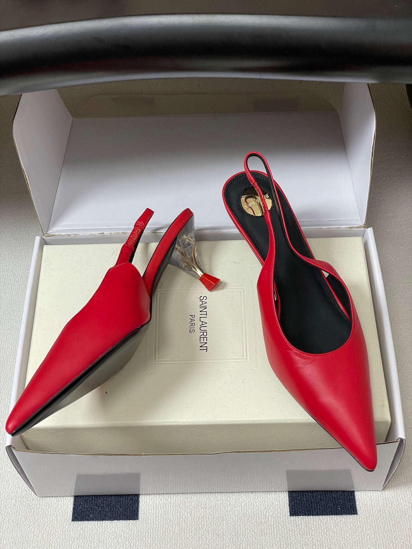 Saint Laurent Pointed-Toe Kitten Heel Slingbacks – 26SS