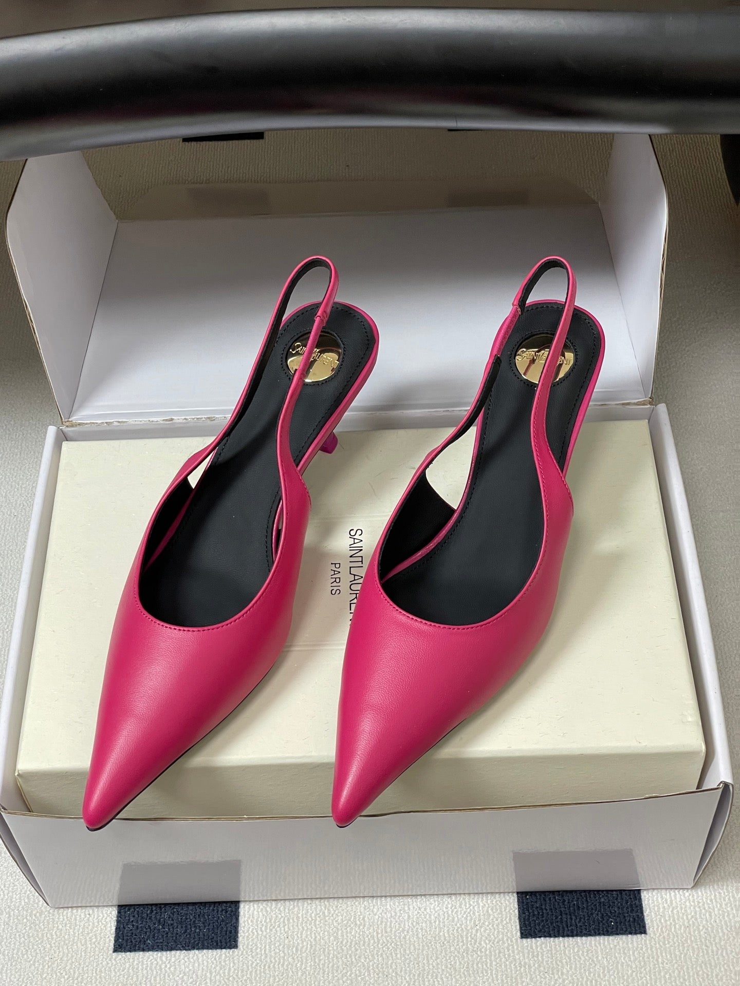 Saint Laurent Pointed-Toe Kitten Heel Slingbacks – 26SS