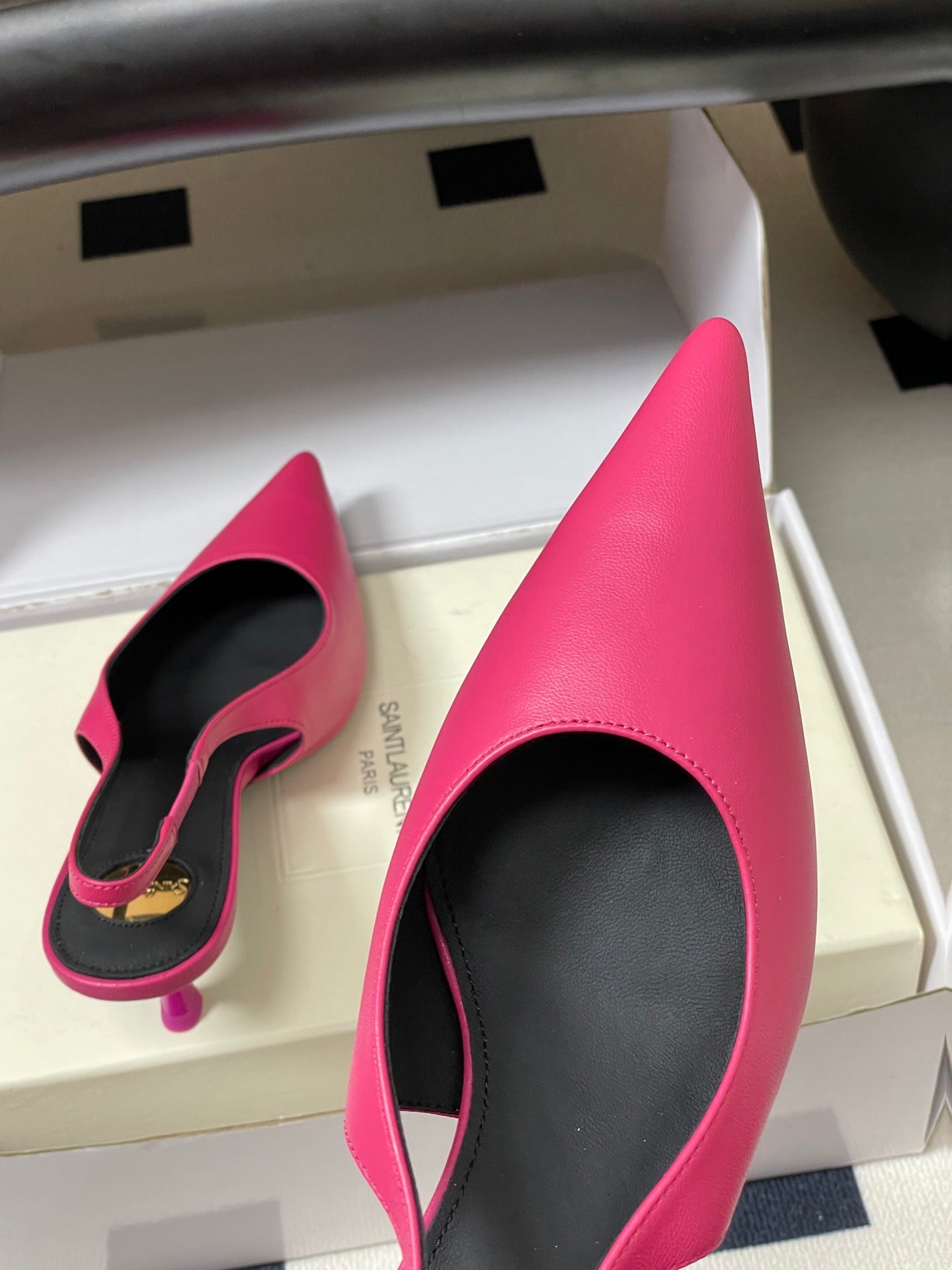 Saint Laurent Pointed-Toe Kitten Heel Slingbacks – 26SS
