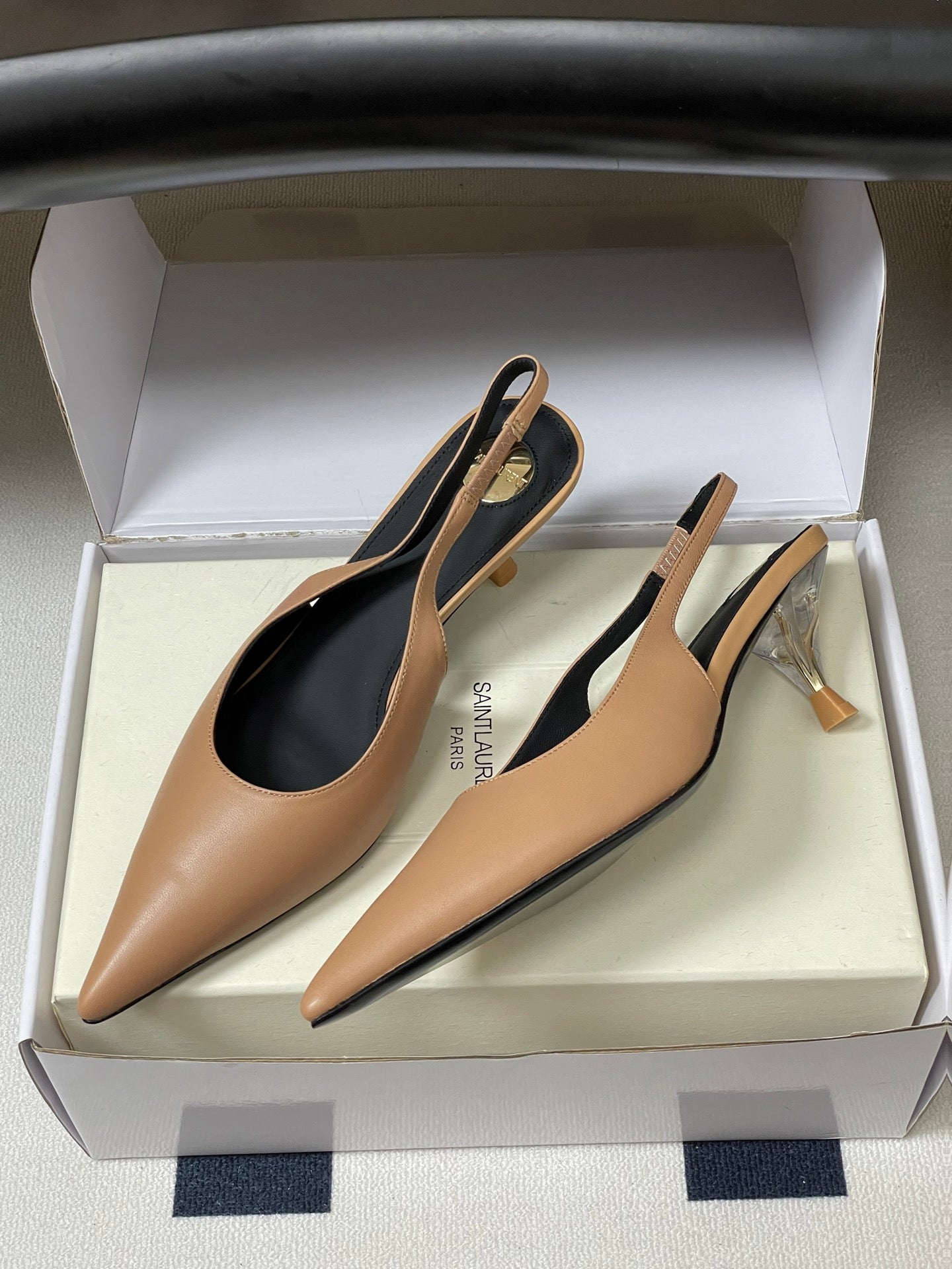 Saint Laurent Pointed-Toe Kitten Heel Slingbacks – 26SS