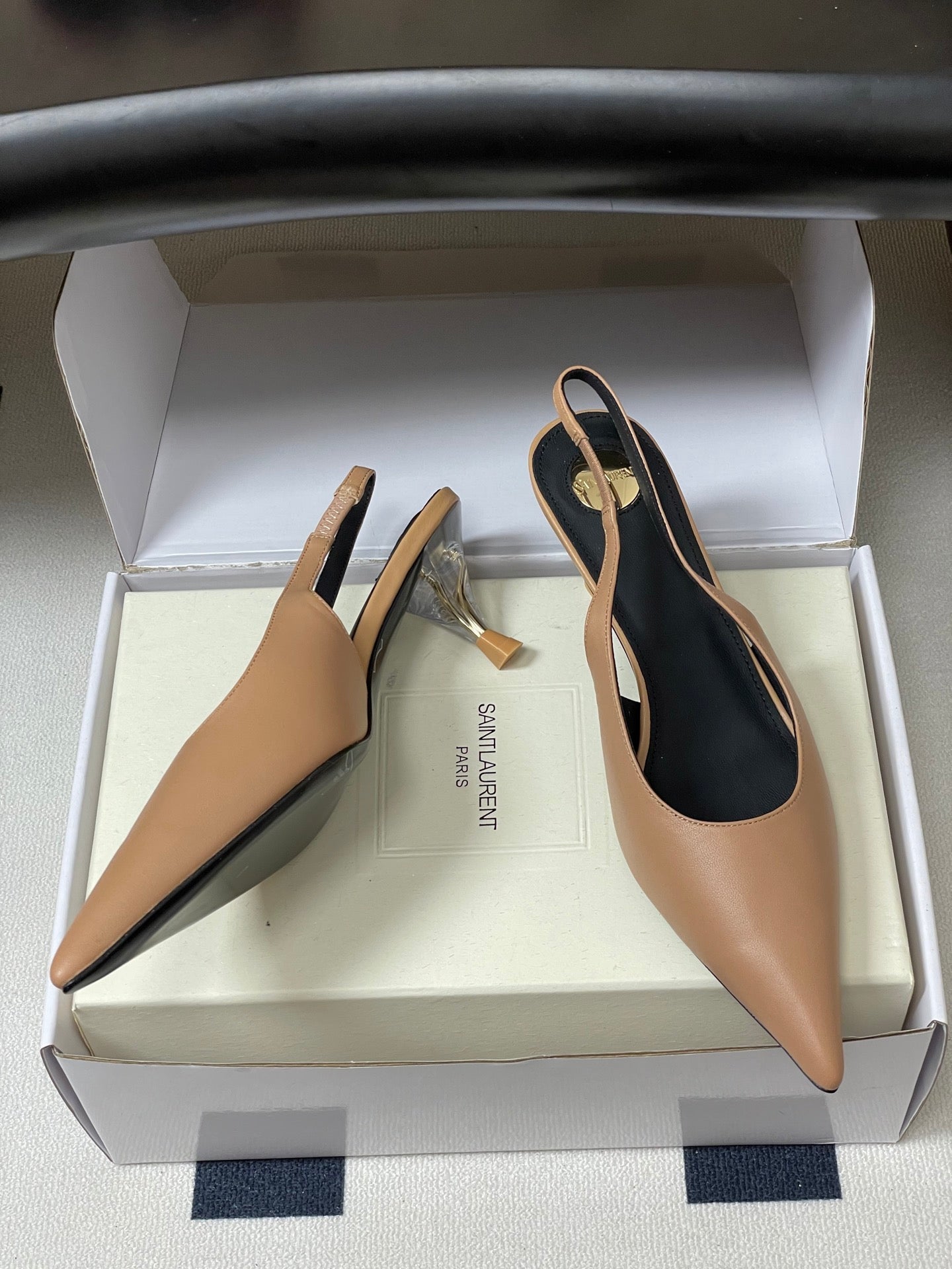 Saint Laurent Pointed-Toe Kitten Heel Slingbacks – 26SS