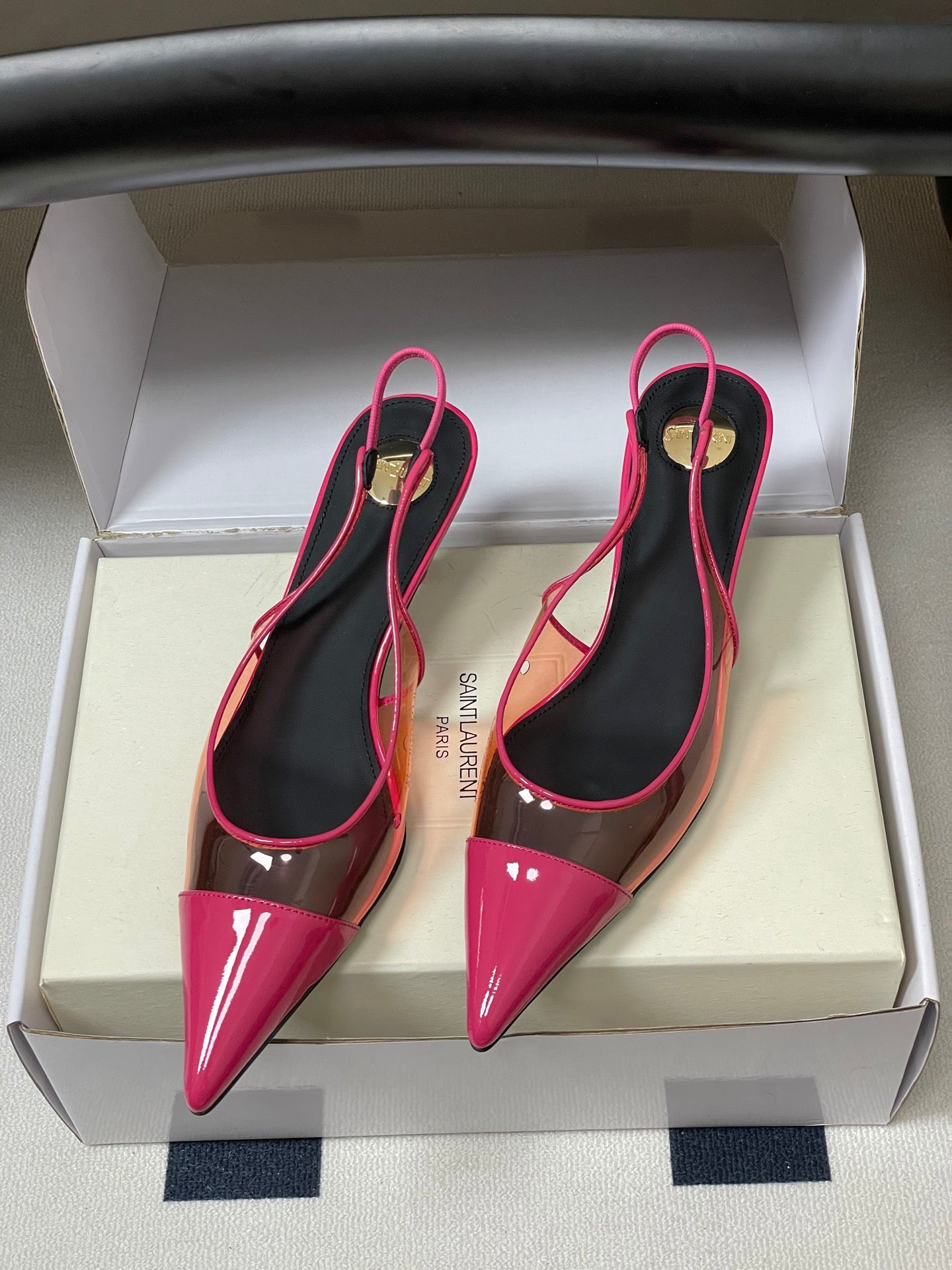 Saint Laurent Pointed PVC Slingback Sandals – 26SS