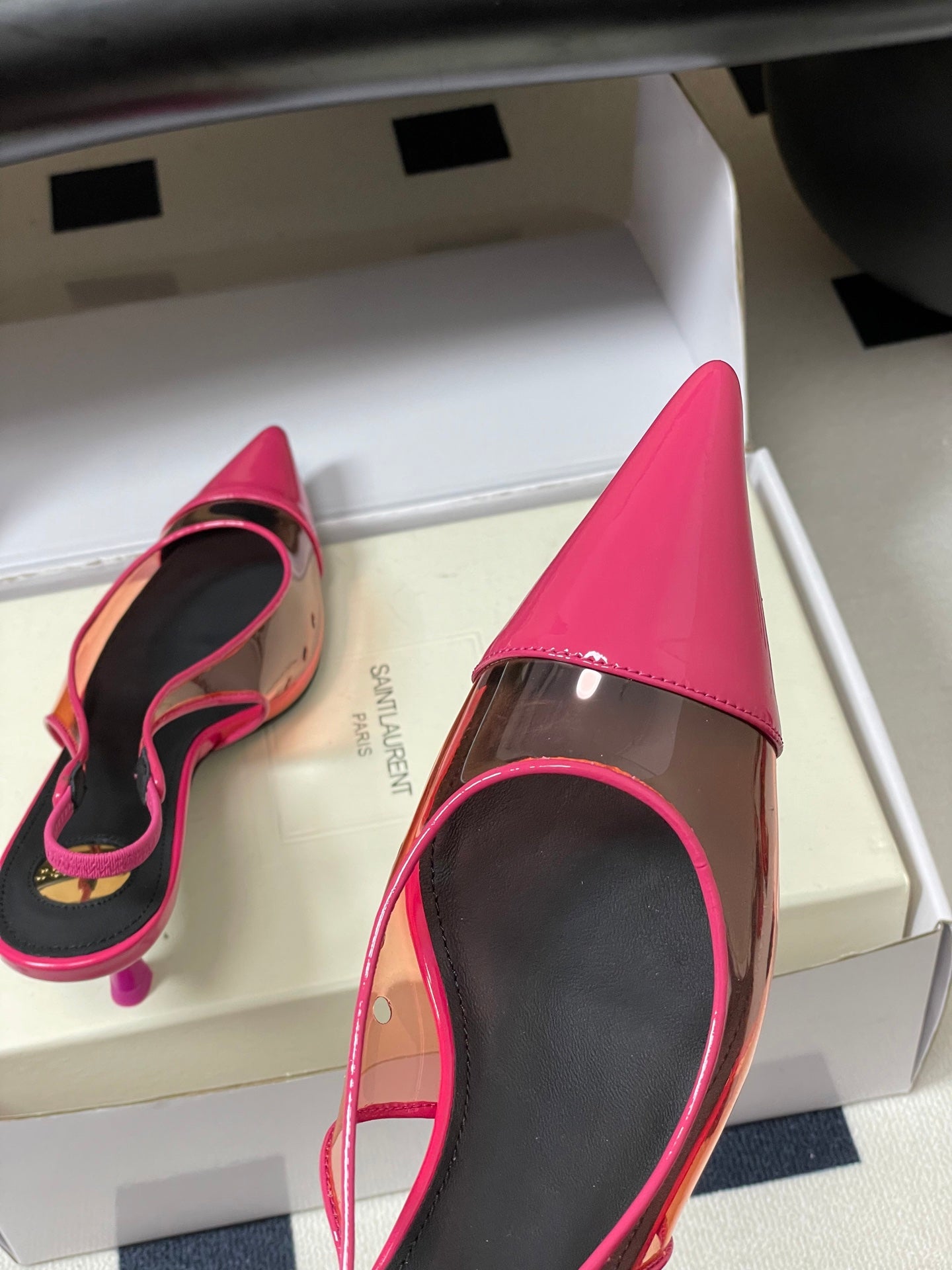 Saint Laurent Pointed PVC Slingback Sandals – 26SS