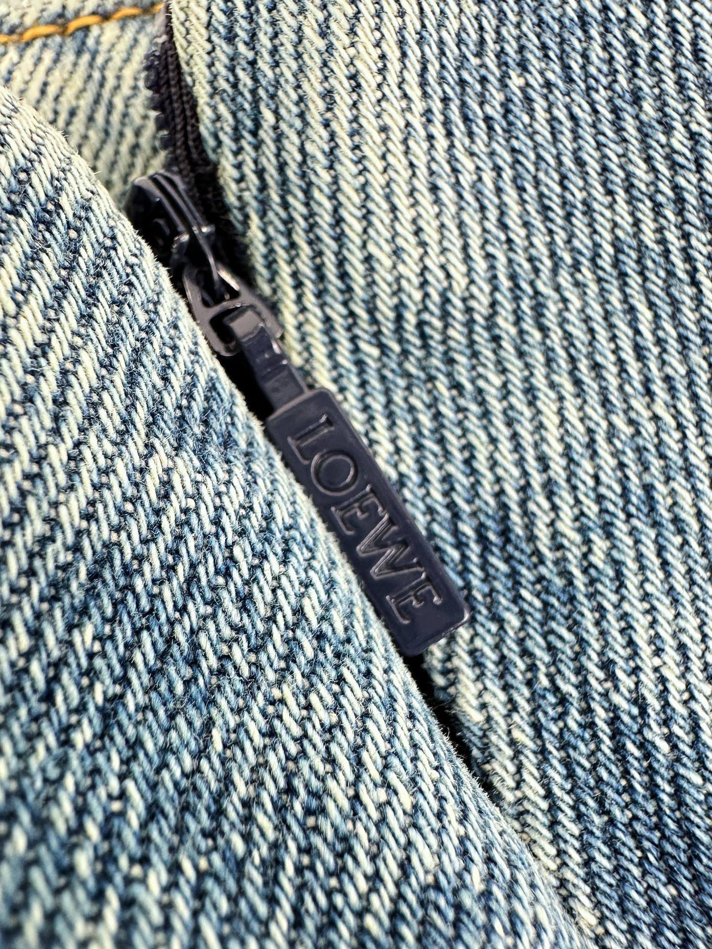 Loewe Leather-Trimmed Denim Mini Skirt