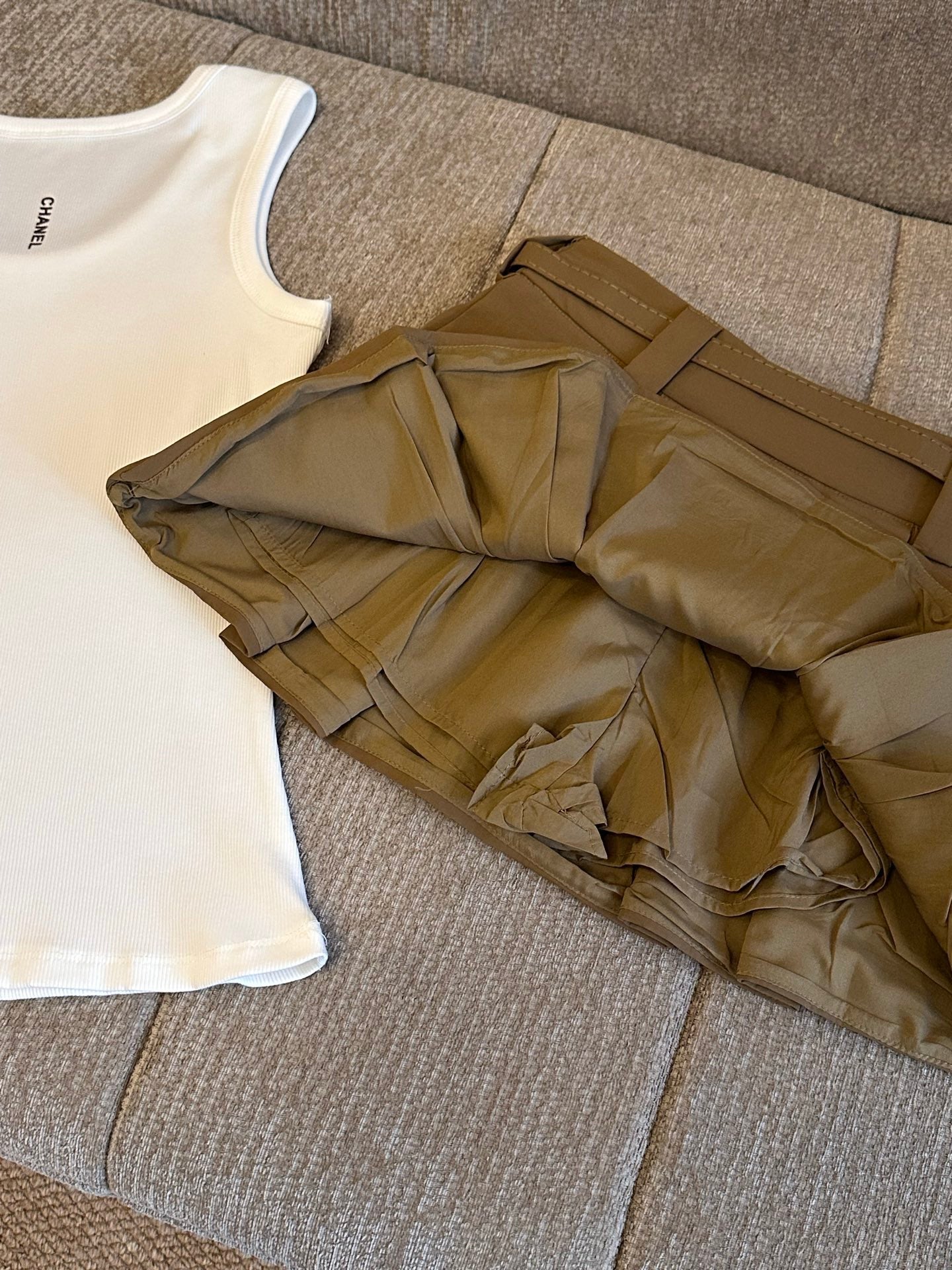Chanel & Miu Miu Ribbed Tank Top and Skirt Set