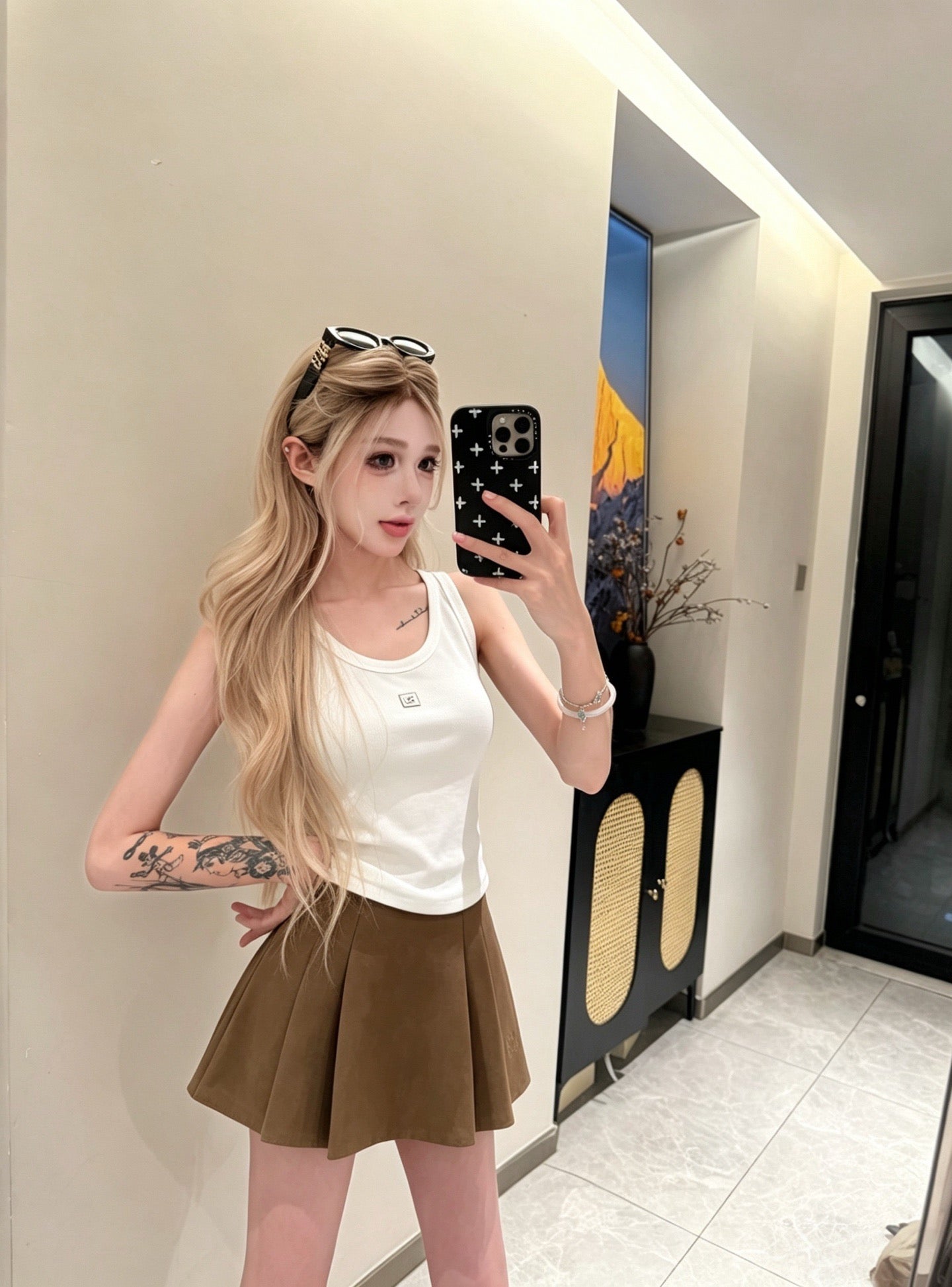 Chanel & Miu Miu Ribbed Tank Top and Skirt Set