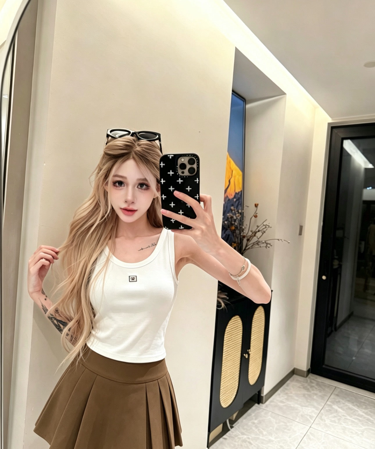 Chanel & Miu Miu Ribbed Tank Top and Skirt Set