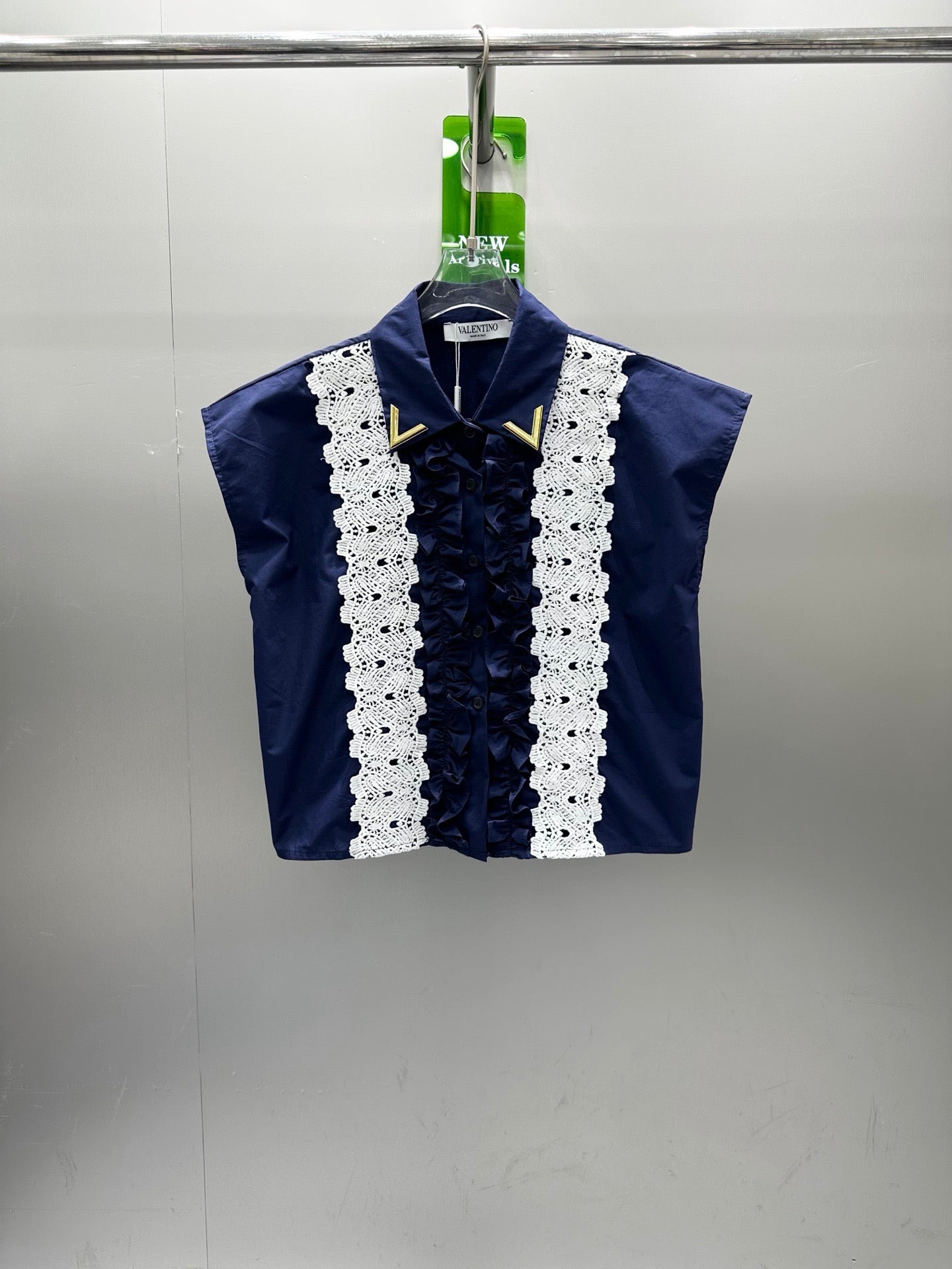 Valentino V-Logo Sleeveless Lace Blouse