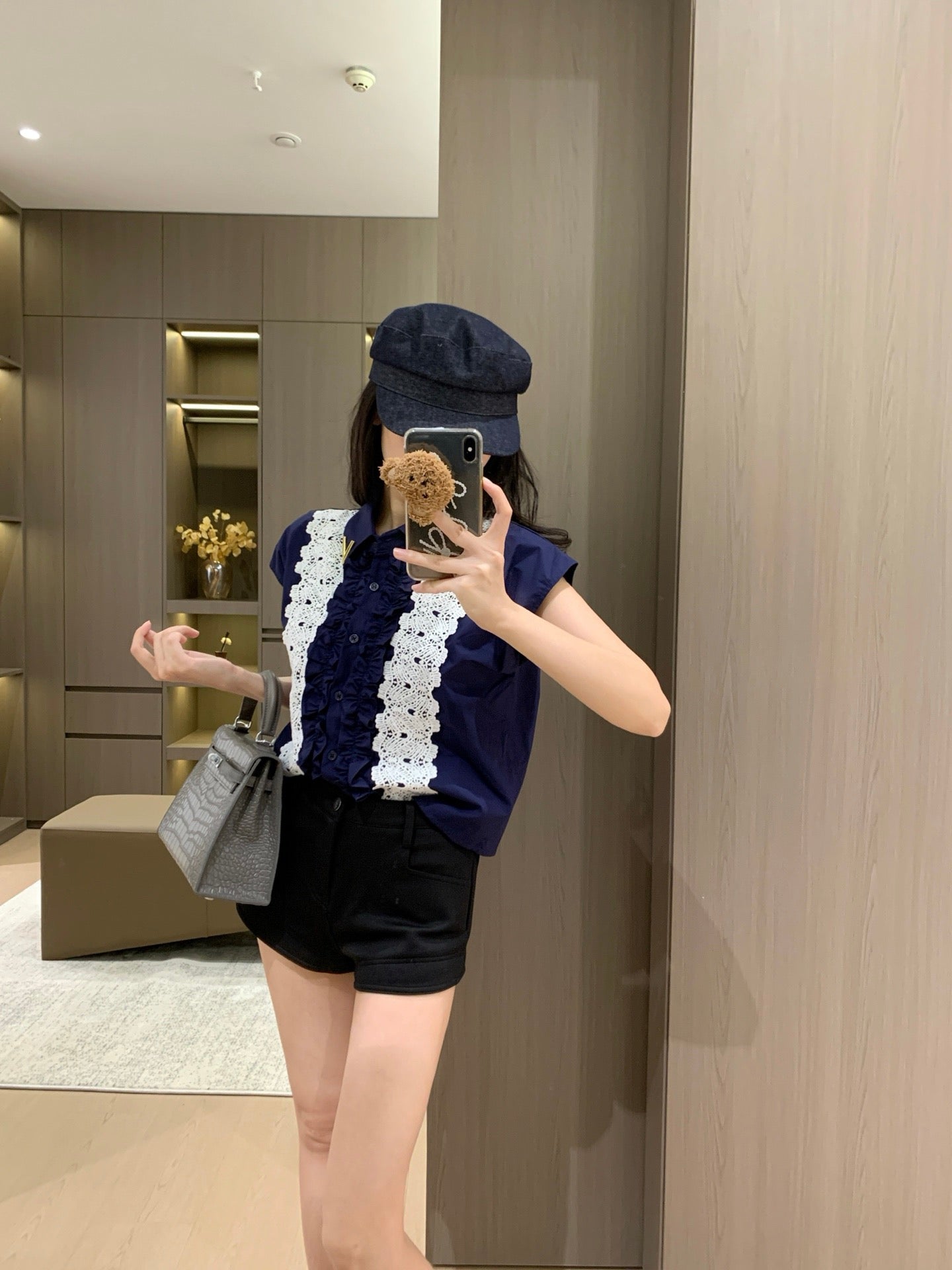 Valentino V-Logo Sleeveless Lace Blouse
