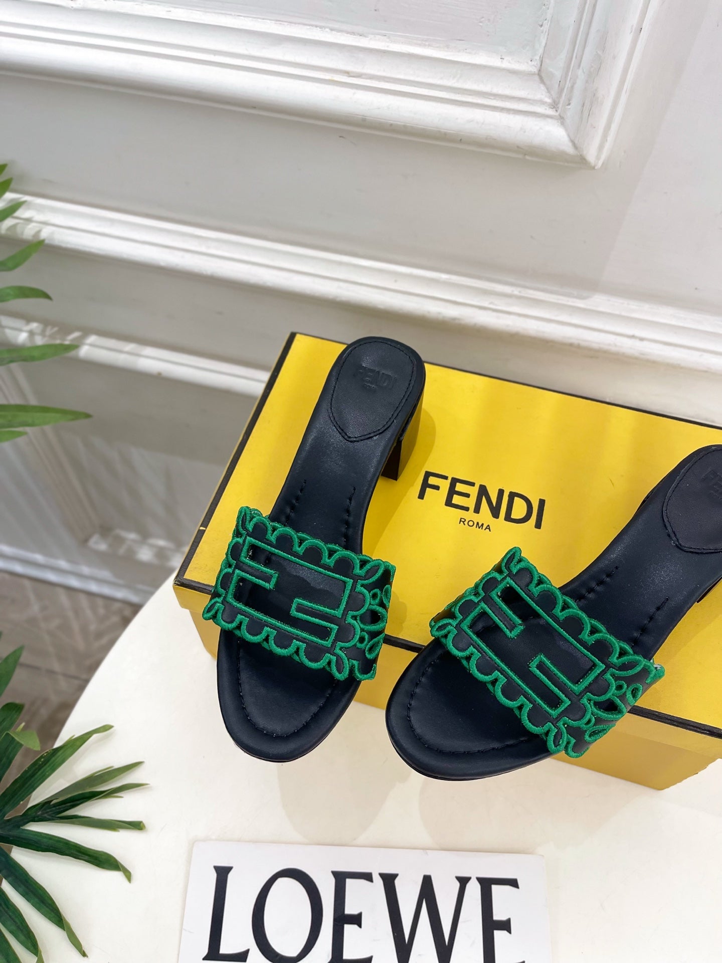 Fendi Embroidered Cutout Block Heel Sandals – Spring/Summer Collection – 26SS