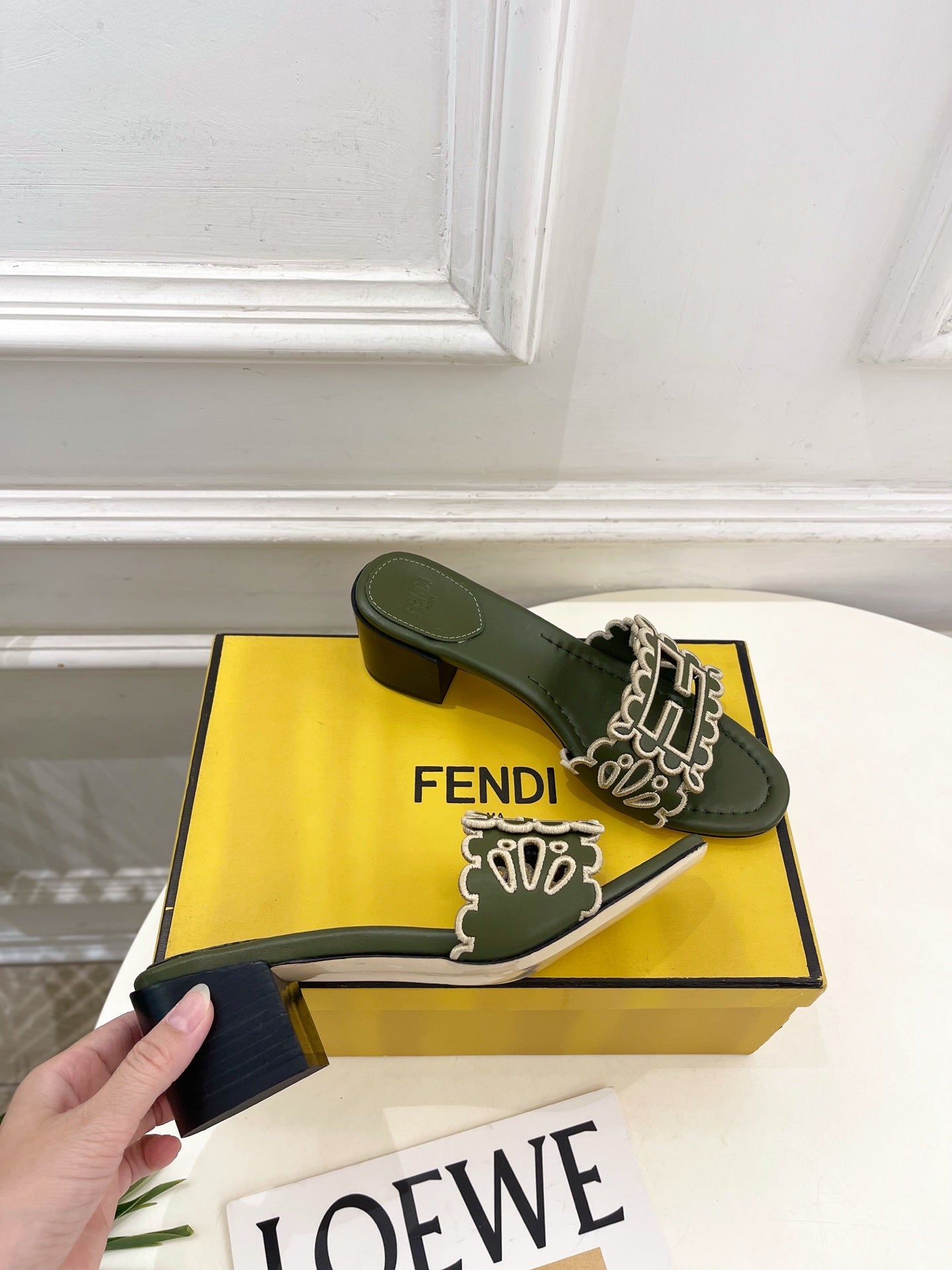 Fendi Embroidered Cutout Block Heel Sandals – Spring/Summer Collection – 26SS