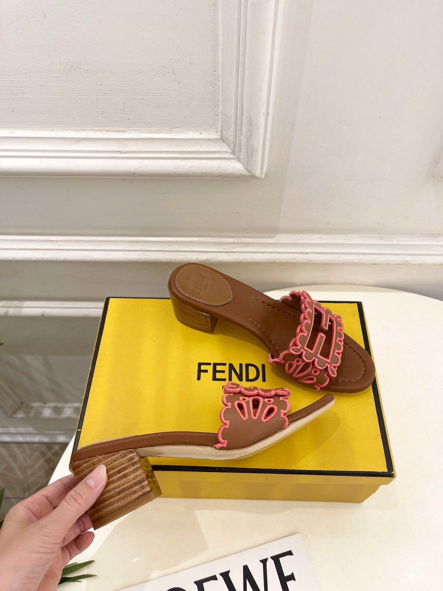 Fendi Embroidered Cutout Block Heel Sandals – Spring/Summer Collection – 26SS