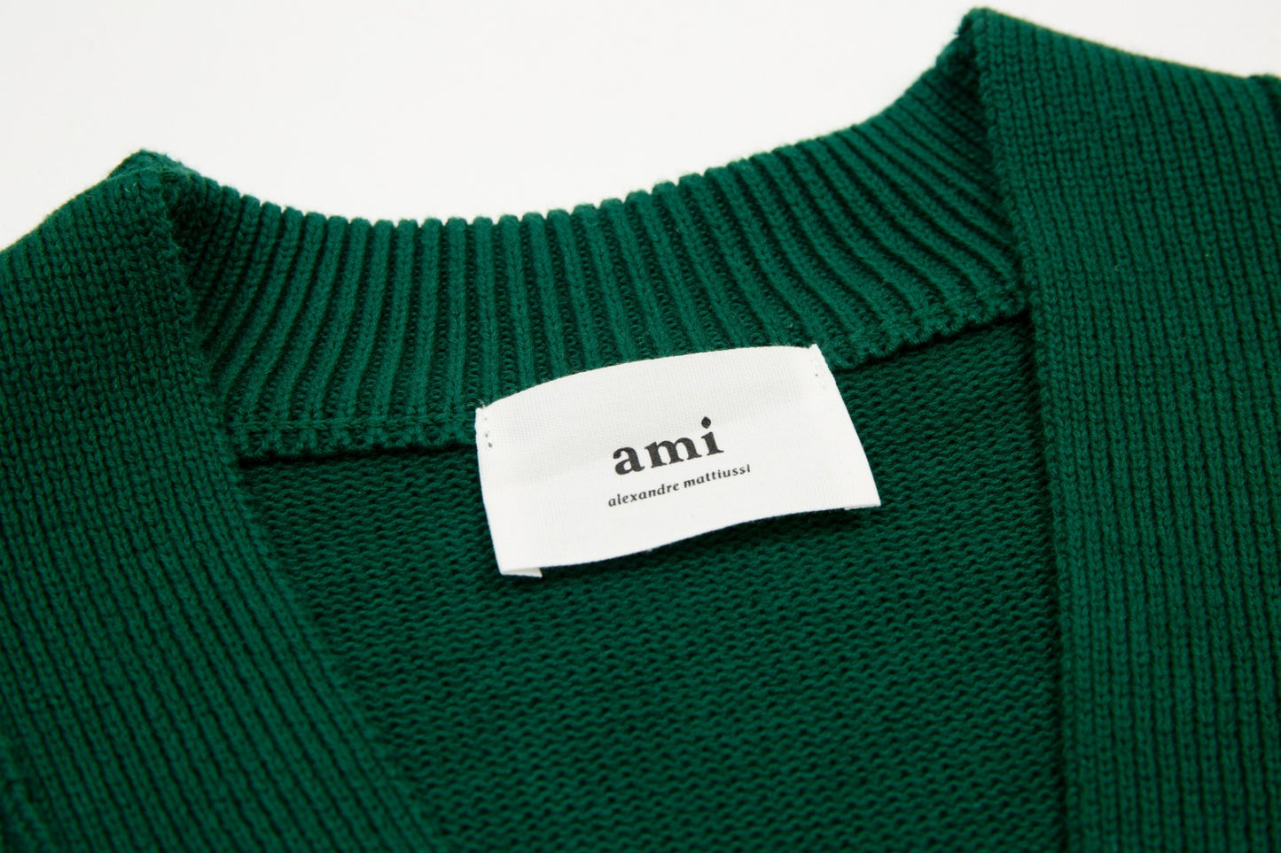 Ami Paris Classic Heart Embroidered Cardigan Sweater