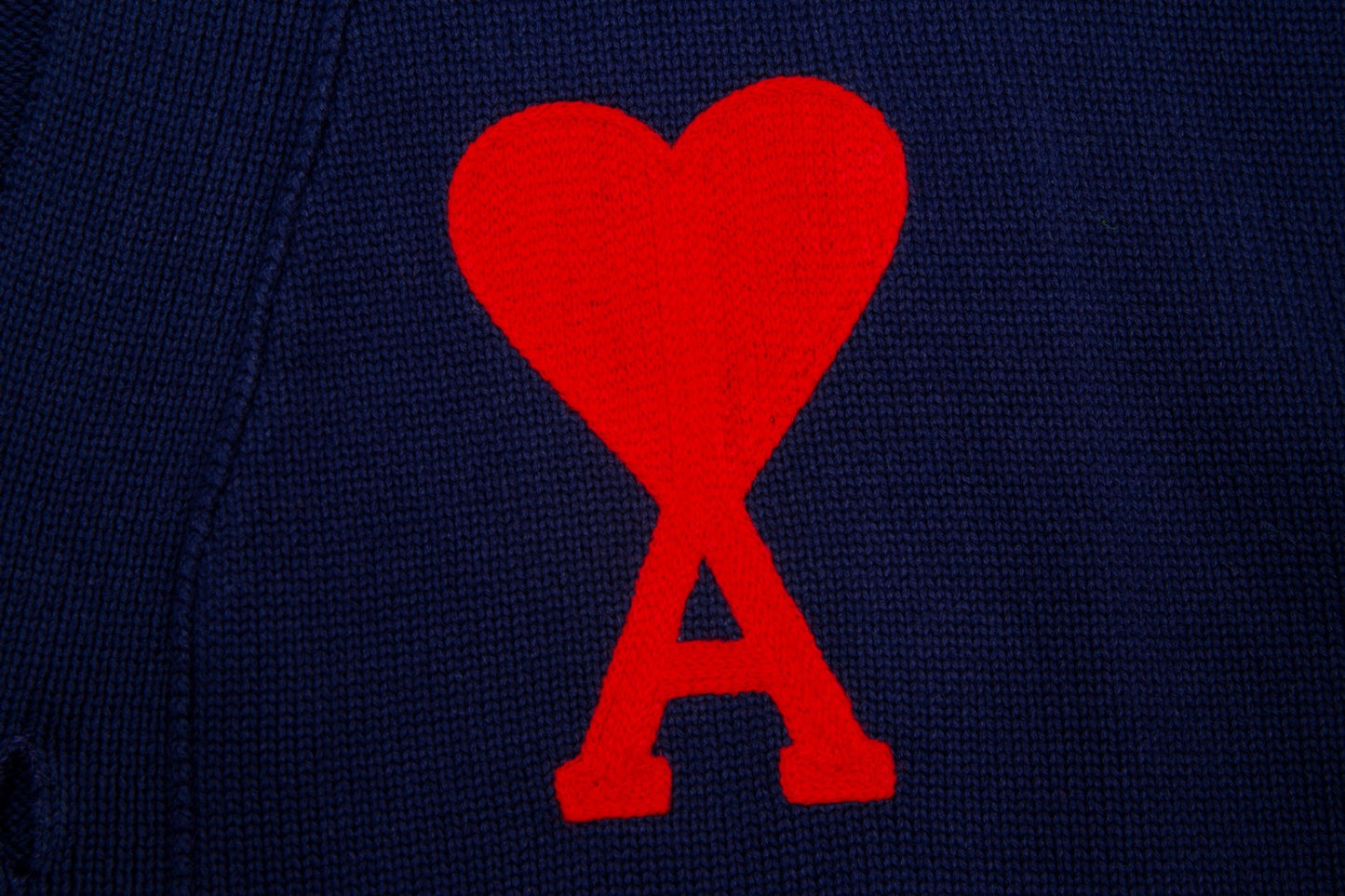 Ami Paris Classic Heart Embroidered Cardigan Sweater