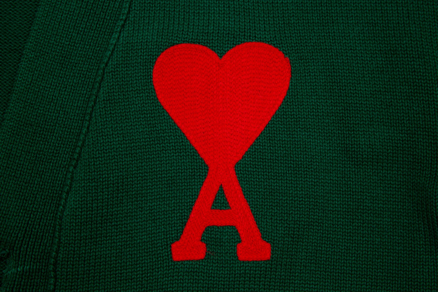 Ami Paris Classic Heart Embroidered Cardigan Sweater