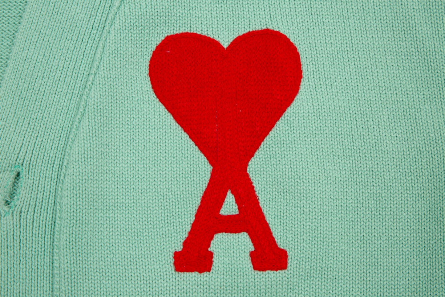 Ami Paris Classic Heart Embroidered Cardigan Sweater