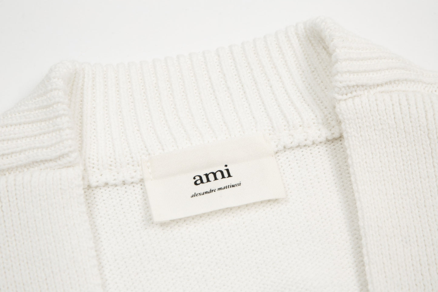 Ami Paris Classic Heart Embroidered Cardigan Sweater