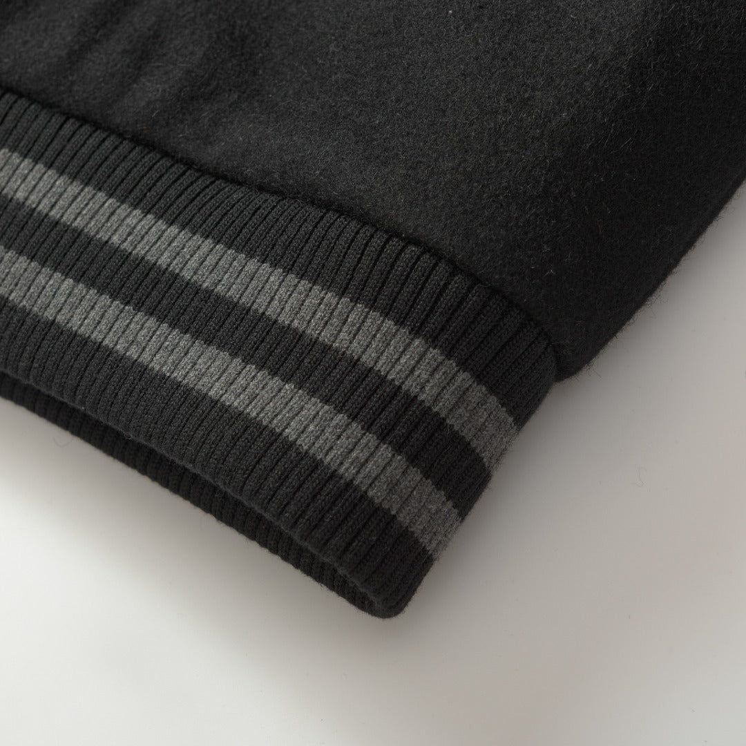 Fendi Black Wool Lapel Bomber Jacket