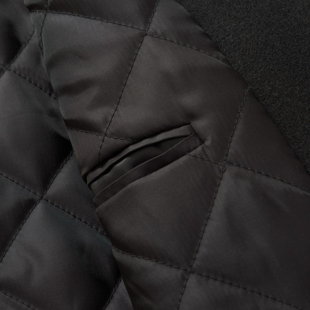 Fendi Black Wool Lapel Bomber Jacket