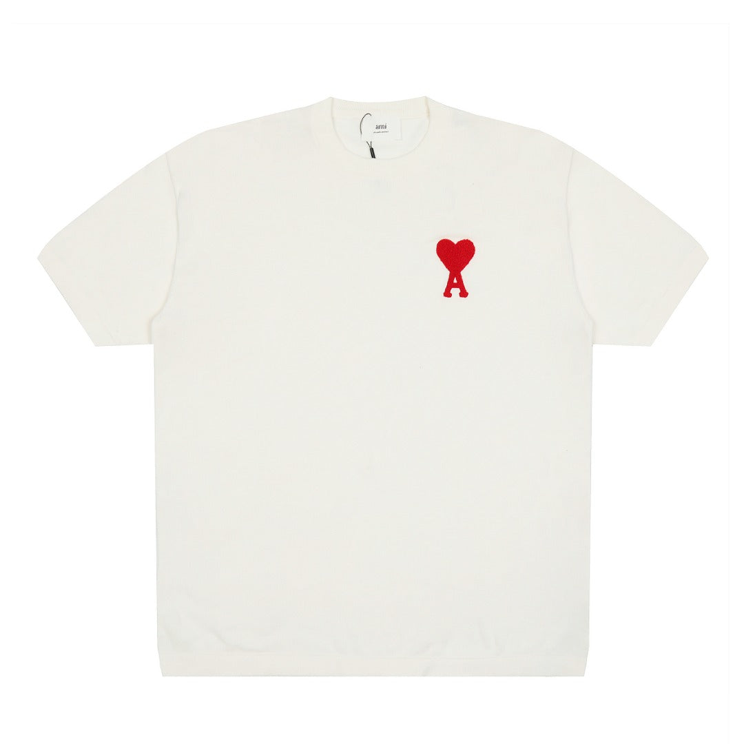 Ami Paris Classic Heart Embroidered Knit T-Shirt – 2025SS