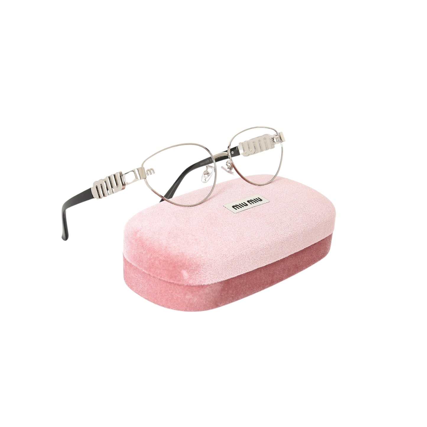 Miu Miu Logo Design Oval Metal Unisex Sunglasses