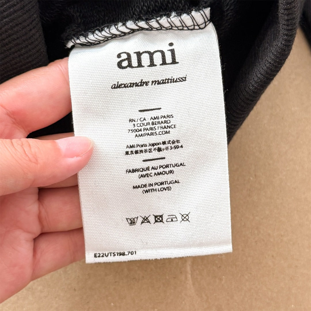 Ami Paris Towel Embroidered Heart Boxy Hoodie – 25FW