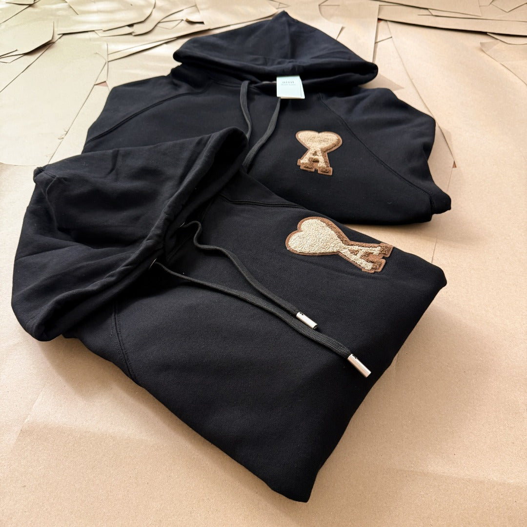 Ami Paris Towel Embroidered Heart Boxy Hoodie – 25FW