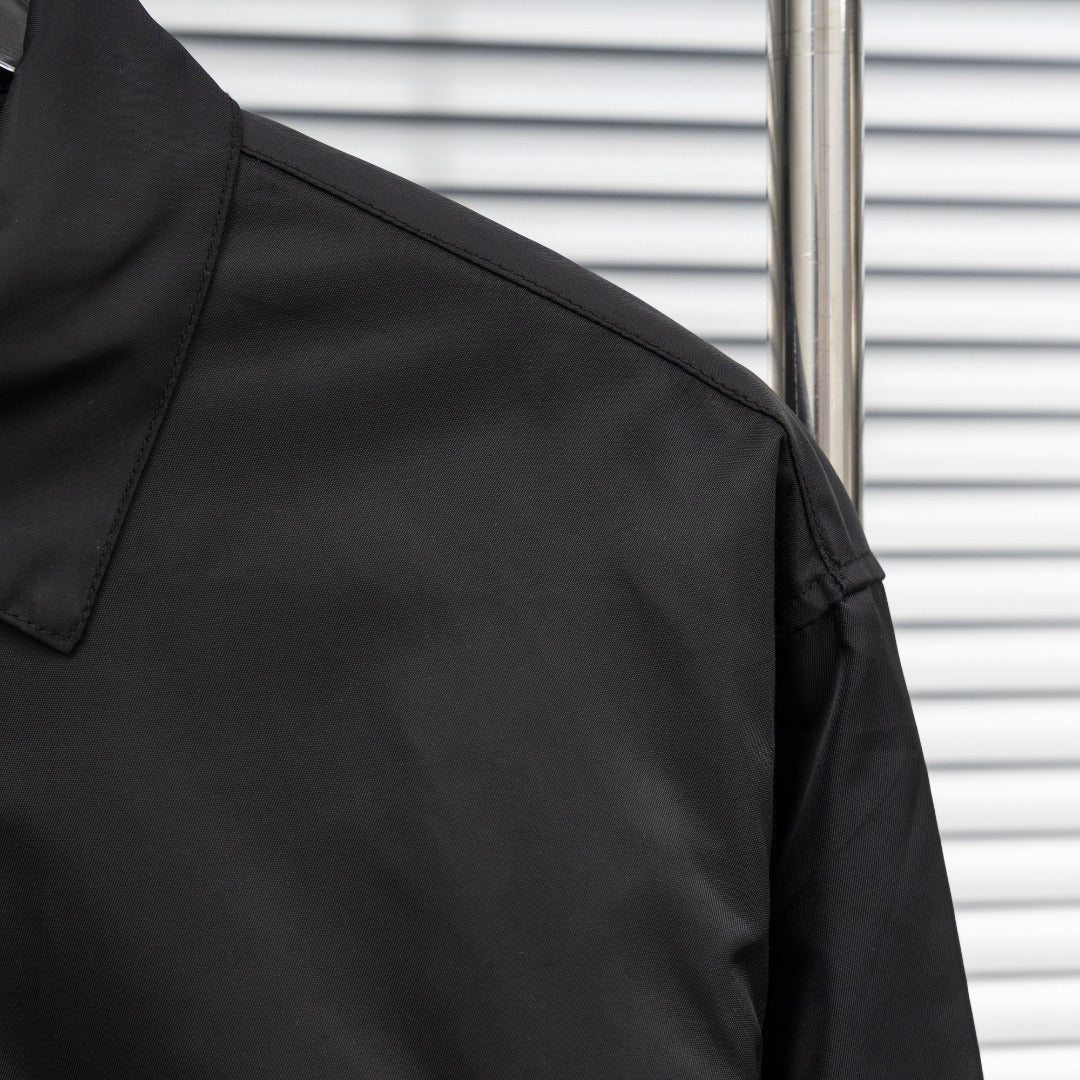 Prada Woven Leather Label Logo Shirt Jacket