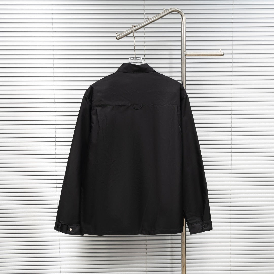 Prada Woven Leather Label Logo Shirt Jacket