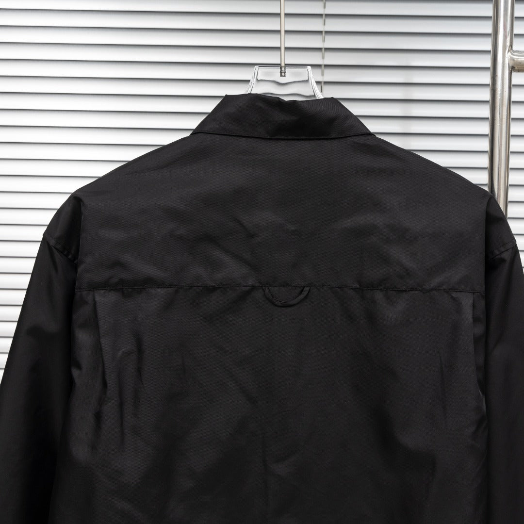 Prada Woven Leather Label Logo Shirt Jacket