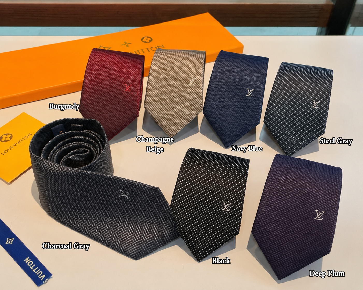 Louis Vuitton Diamonds V Woven Jacquard Silk Tie