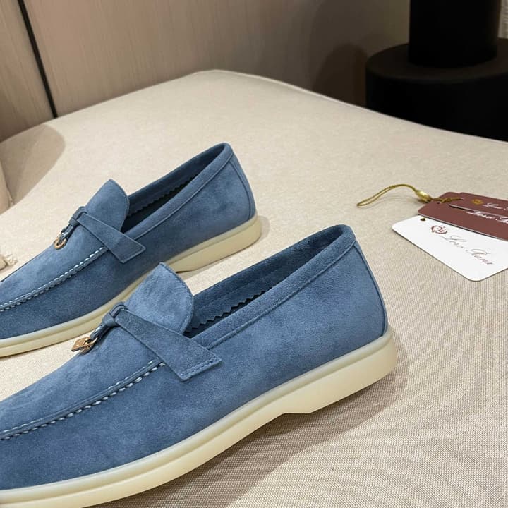 Loro Piana Summer Charms Walk Moccasin Loafers in Black Leather