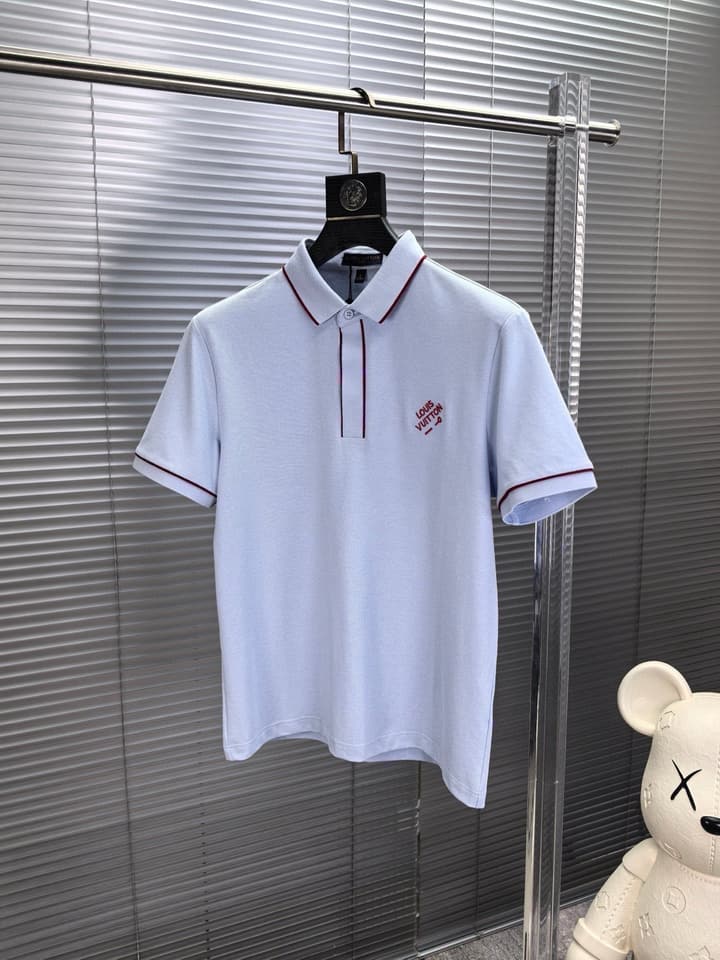 Louis Vuitton Embroidered Logo Pique Cotton Polo Shirt – Spring/Summer Collection – 2026 in Light Blue